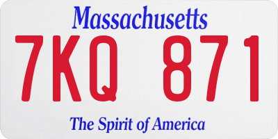 MA license plate 7KQ871