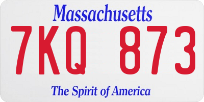 MA license plate 7KQ873