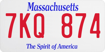 MA license plate 7KQ874