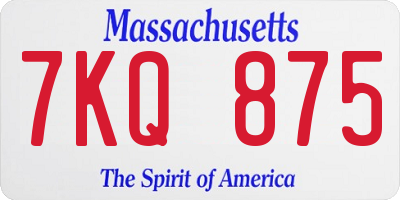 MA license plate 7KQ875