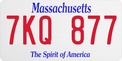 MA license plate 7KQ877