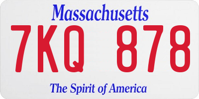 MA license plate 7KQ878