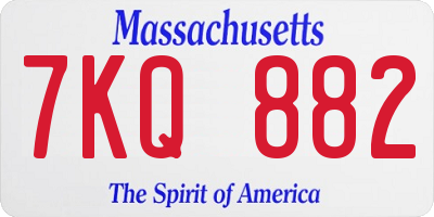 MA license plate 7KQ882