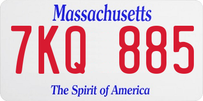MA license plate 7KQ885