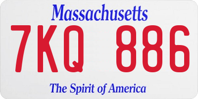 MA license plate 7KQ886