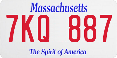 MA license plate 7KQ887