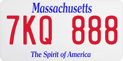 MA license plate 7KQ888