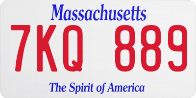 MA license plate 7KQ889