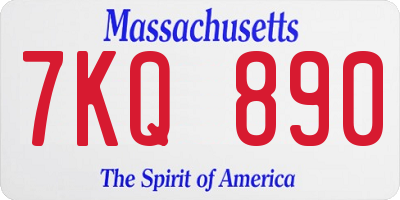 MA license plate 7KQ890