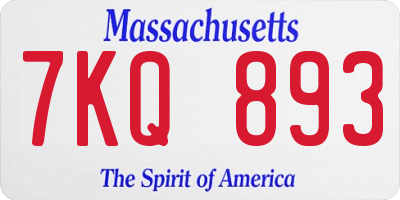 MA license plate 7KQ893