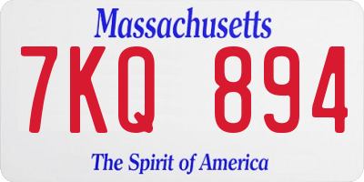 MA license plate 7KQ894