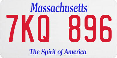 MA license plate 7KQ896