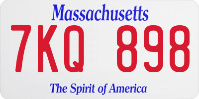 MA license plate 7KQ898
