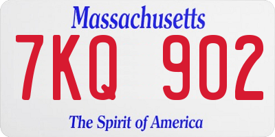MA license plate 7KQ902
