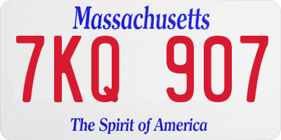 MA license plate 7KQ907