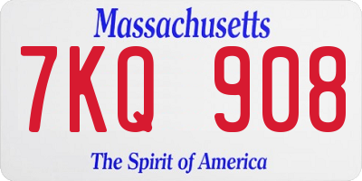 MA license plate 7KQ908