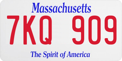 MA license plate 7KQ909