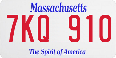 MA license plate 7KQ910