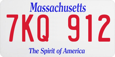 MA license plate 7KQ912