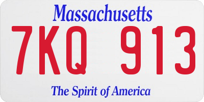 MA license plate 7KQ913