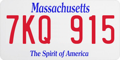 MA license plate 7KQ915