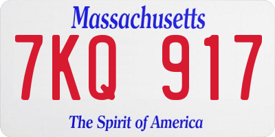 MA license plate 7KQ917