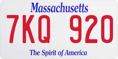 MA license plate 7KQ920