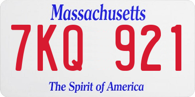 MA license plate 7KQ921
