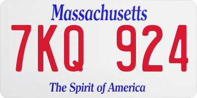 MA license plate 7KQ924