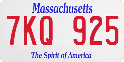 MA license plate 7KQ925