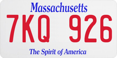 MA license plate 7KQ926