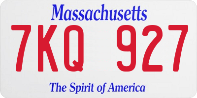 MA license plate 7KQ927