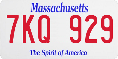MA license plate 7KQ929