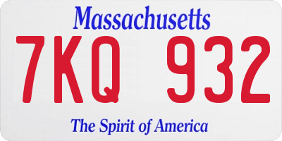 MA license plate 7KQ932