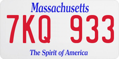 MA license plate 7KQ933