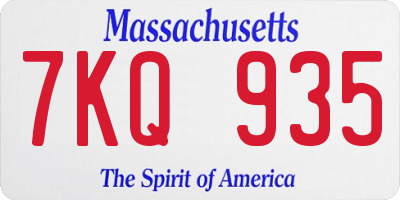 MA license plate 7KQ935