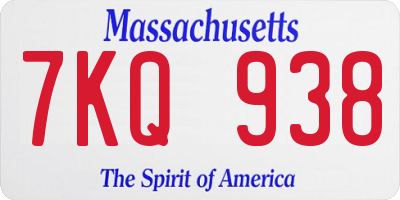 MA license plate 7KQ938