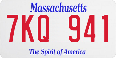 MA license plate 7KQ941