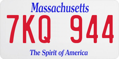 MA license plate 7KQ944