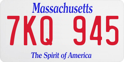 MA license plate 7KQ945