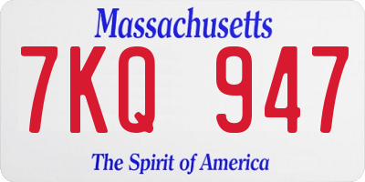 MA license plate 7KQ947