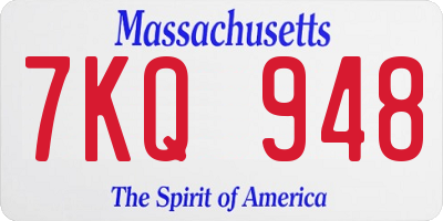 MA license plate 7KQ948