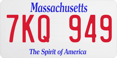 MA license plate 7KQ949