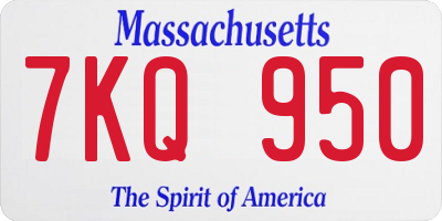 MA license plate 7KQ950
