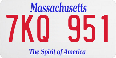 MA license plate 7KQ951