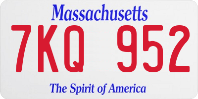 MA license plate 7KQ952