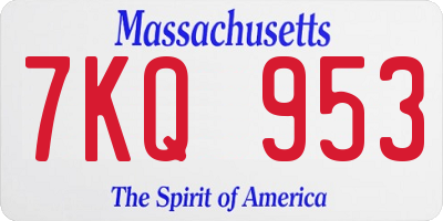 MA license plate 7KQ953