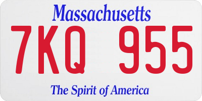 MA license plate 7KQ955