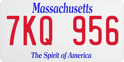 MA license plate 7KQ956