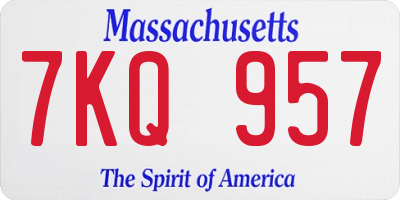 MA license plate 7KQ957